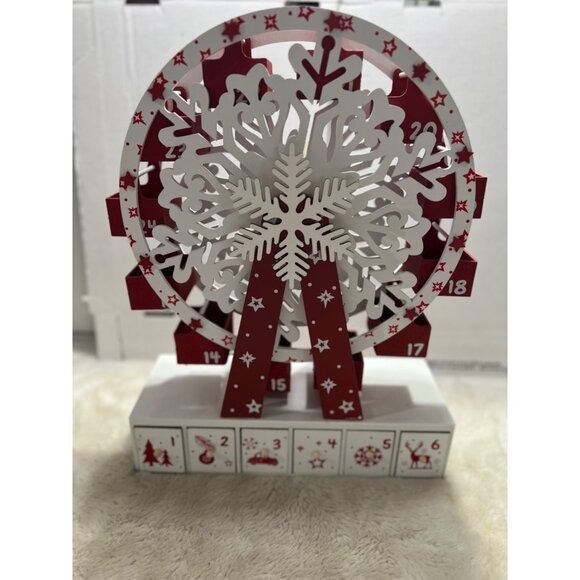 Red & White Snowflake Ferris Wheel Advent Calendar - Picture 4 of 4